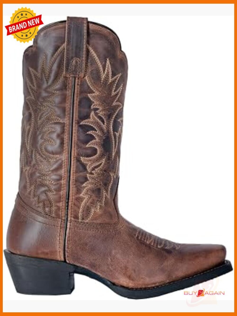 Western Embroidered Square Toe Mid Calf Cowboy Boots Low Heel